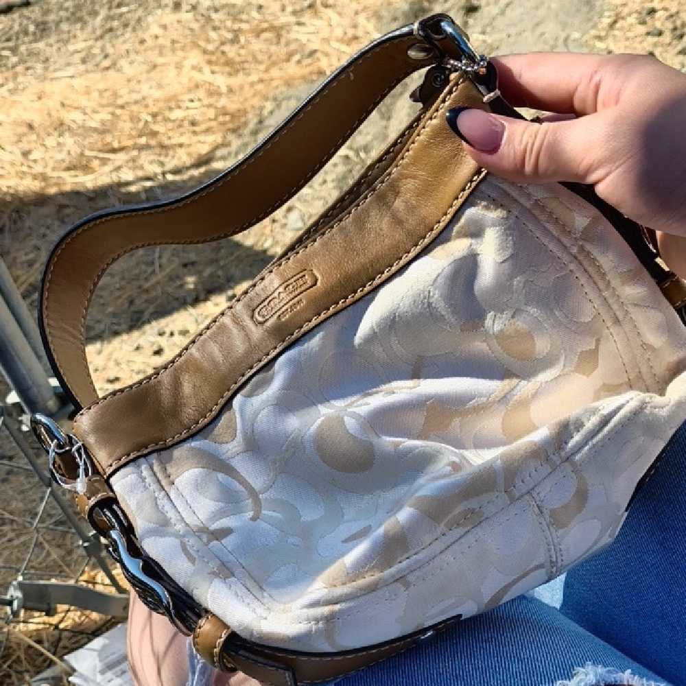 Coach Brown and Cream Shoulder Bag